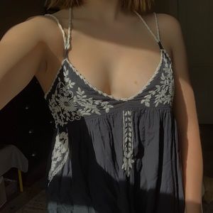 Black embroidered top